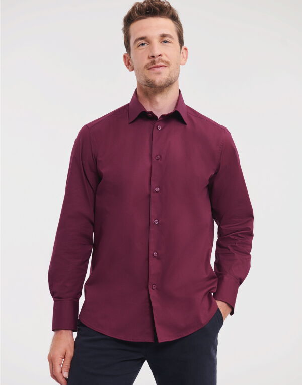 Mens Long Sleeve Fitted Stretch Shirt