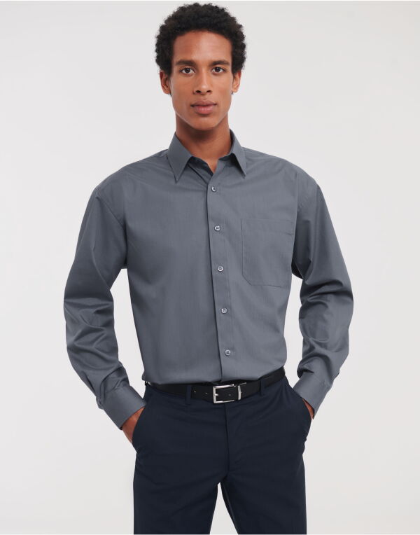 Mens Long Sleeve Classic Polycotton Poplin Shirt