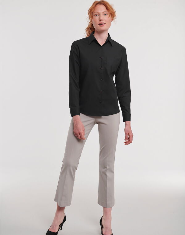 Ladies Long Sleeve Classic Polycotton Poplin Shirt