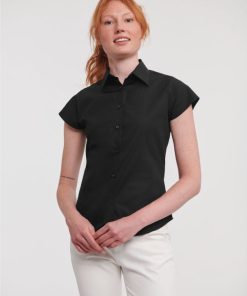 Ladies Short Sleeve Fitted Stretch Shirt