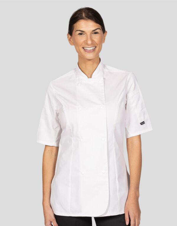 Ladies Short Sleeve Fitted Chefs Jacket