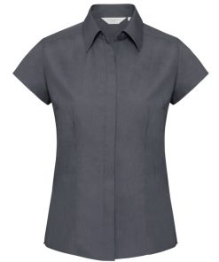 Ladies Cap Sleeve Fitted Polycotton Poplin Shirt