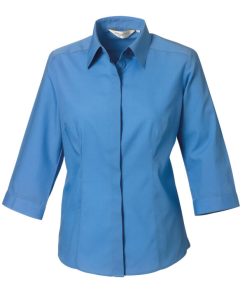 Ladies 3/4 Sleeve Fitted Polycotton Poplin Shirt