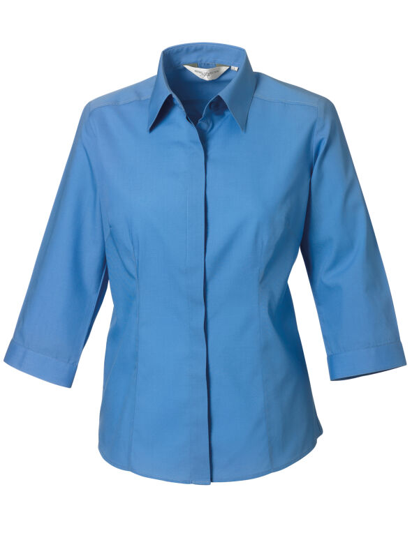 Ladies 3/4 Sleeve Fitted Polycotton Poplin Shirt
