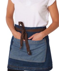 Washed Denim Contrast Waist Apron