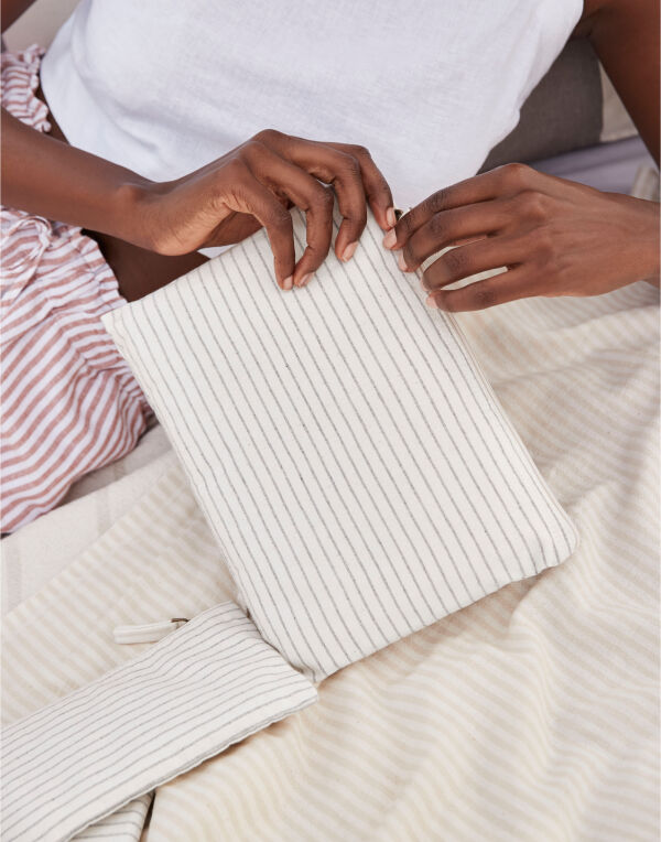 Striped Organic Cotton Accessory Pouch