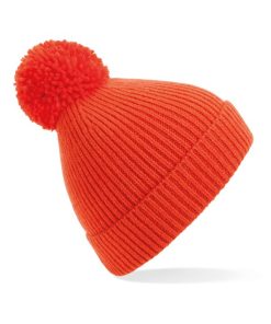Engineered Knit Ribbed Pom Pom Beanie