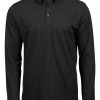 Mens Fashion Long Sleeve Luxury Stretch Polo