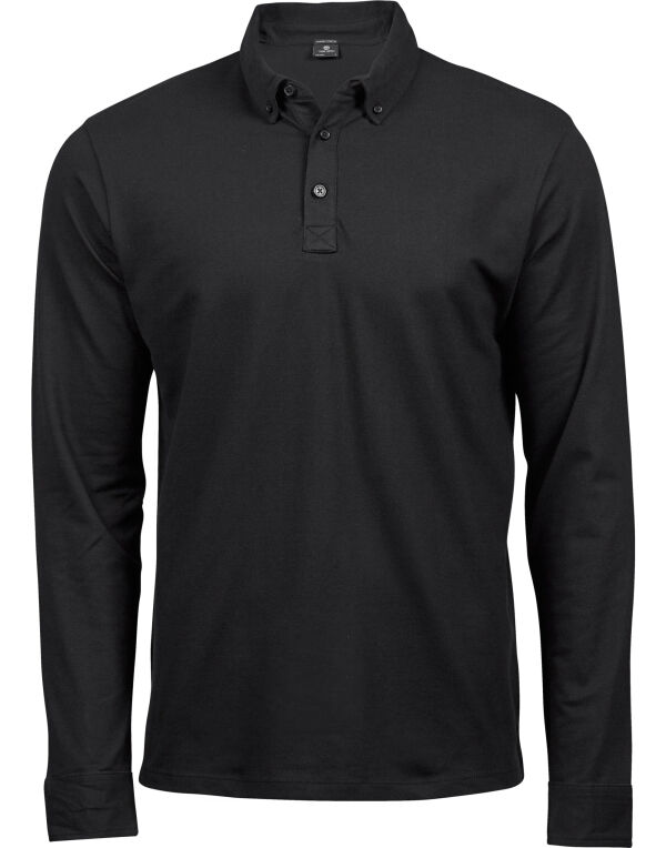 Mens Fashion Long Sleeve Luxury Stretch Polo