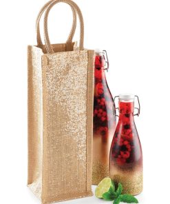 Shimmer Jute Bottle Bag
